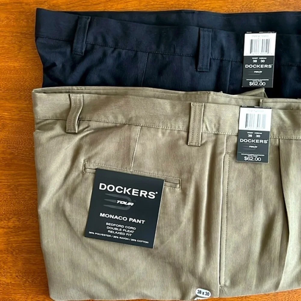 TWO Dockers Tour Monaco Pant Bedford Cord Double Pleat Relaxed Fit, 38x30 - Picture 1 of 4